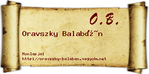 Oravszky Balabán névjegykártya